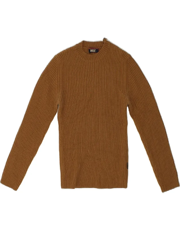 Flash Deals RIFLE Womens Heritage Crew Neck Jumper Sweater UK 10 Small Brown