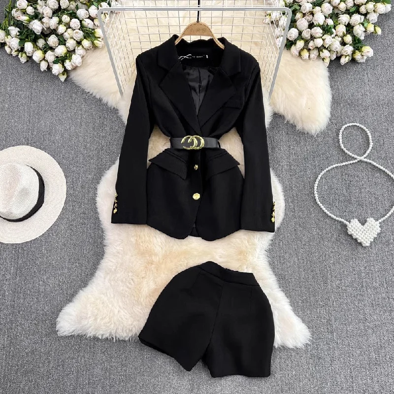 Unbeatable Prices Fashion suit for women mid-length jacket two-piece  shorts      S4048