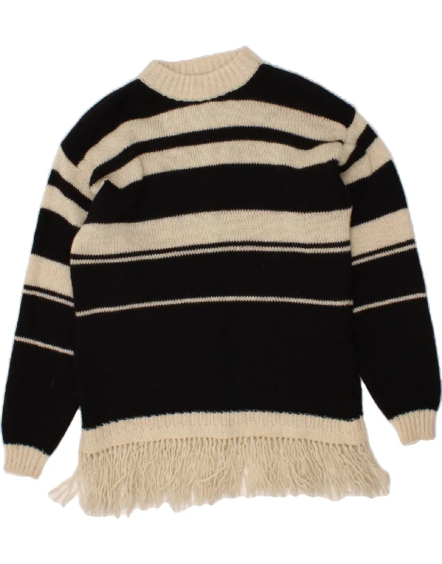 Steals and Deals VINTAGE Womens Oversized Crew Neck Jumper Sweater UK 18 XL Black Striped