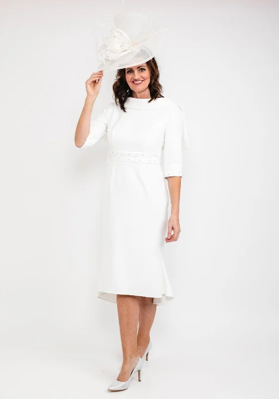 Act Now Gabriela Sanchez Fishtail Hem Midi Dress, White