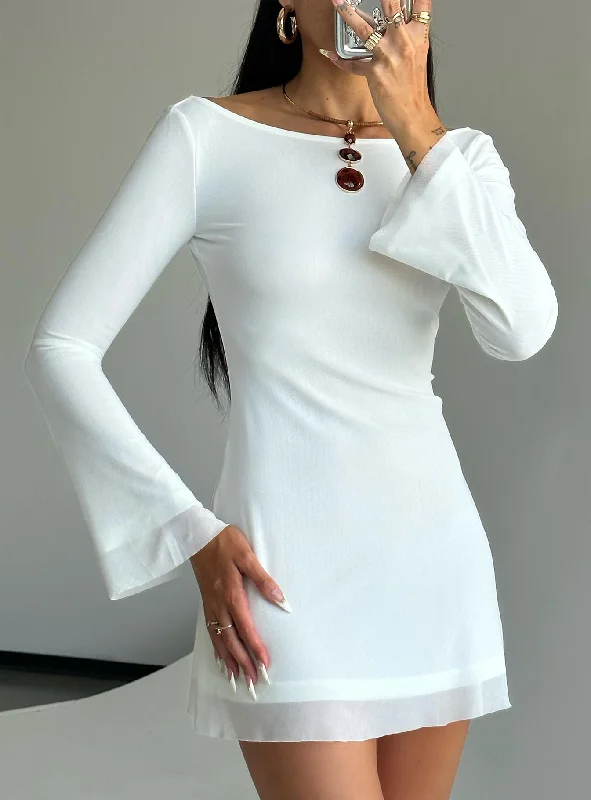 Fantastic Offers Lukea Long Sleeve Mini Dress White