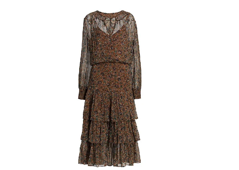 One-DAY Sale Veronica Beard Women's Tunis Dress, Cinnamon Multi