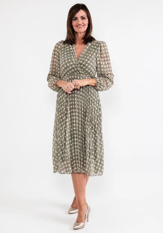 Incredible Offers Seventy1 One Size Chiffon Pleated Midi Dress, Khaki