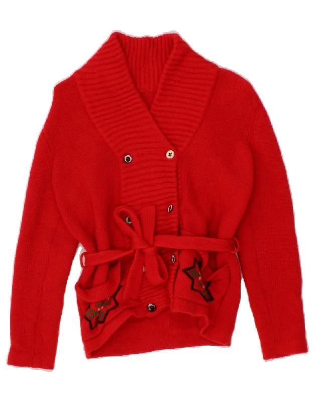 Value Deals VINTAGE Womens Cardigan Sweater UK 8 Small Red Fair Isle