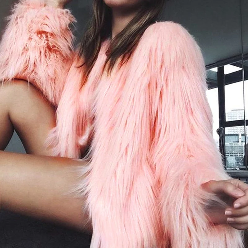 Super Sale Fashion Furry Faux Fur Coat Women Fluffy Warm Long Sleeve Female Outerwear Autumn Winter Coat Jacket Hairy Collarless Overcoat Super Sale Fashion Furry Faux Fur Coat Women Fluffy Warm Long Sleeve Female Outerwear Autumn Winter Coat Jacket Hairy Collarless Overcoat