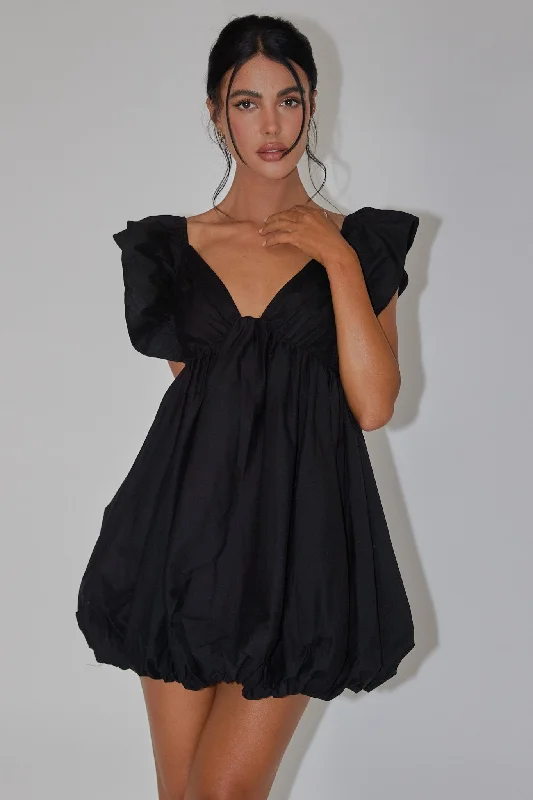 Price Reduction Horoscope Bubble Hem Mini Dress Black