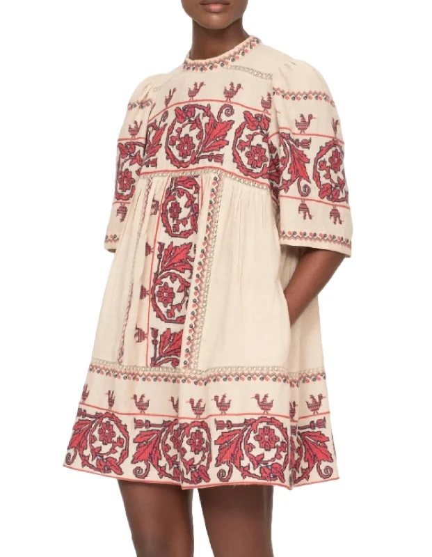 Flash Sale Beena Embroidery Dress In Taupe