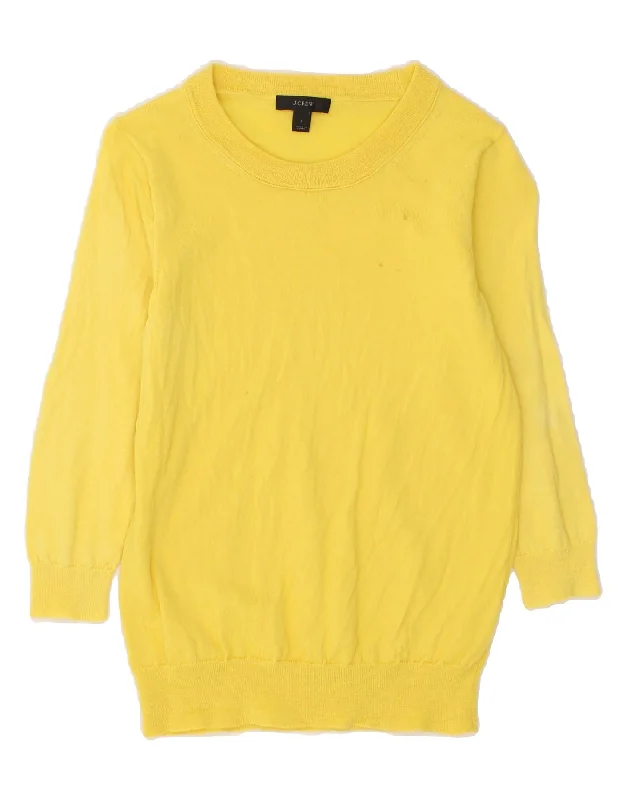 J. CREW Womens 3/4 Sleeve Boat Neck Jumper Sweater UK 8 Small Yellow