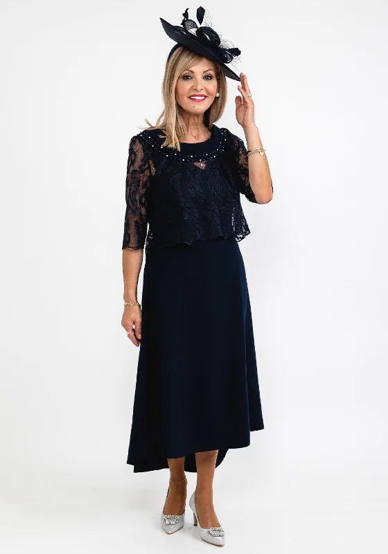 Lizabella Lace Bolero & Dress Two Piece, Navy