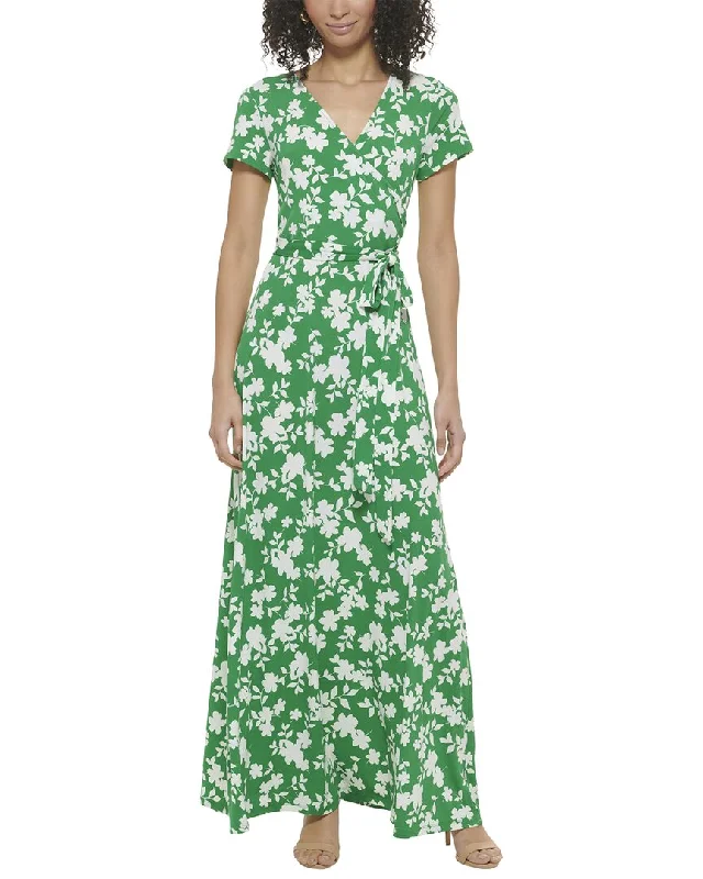 Shop and Save Eliza J Printed Ity Wrap Maxi Dress