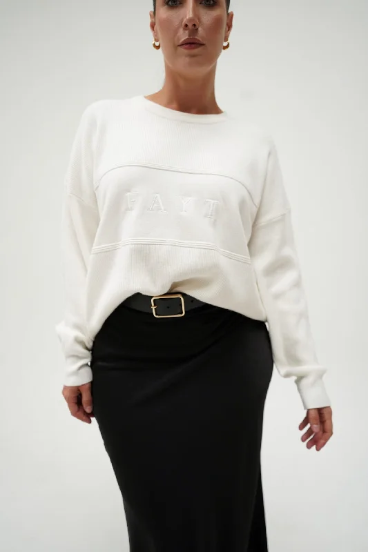 Doorbuster Deal FAYT KNIT SWEATER WHITE