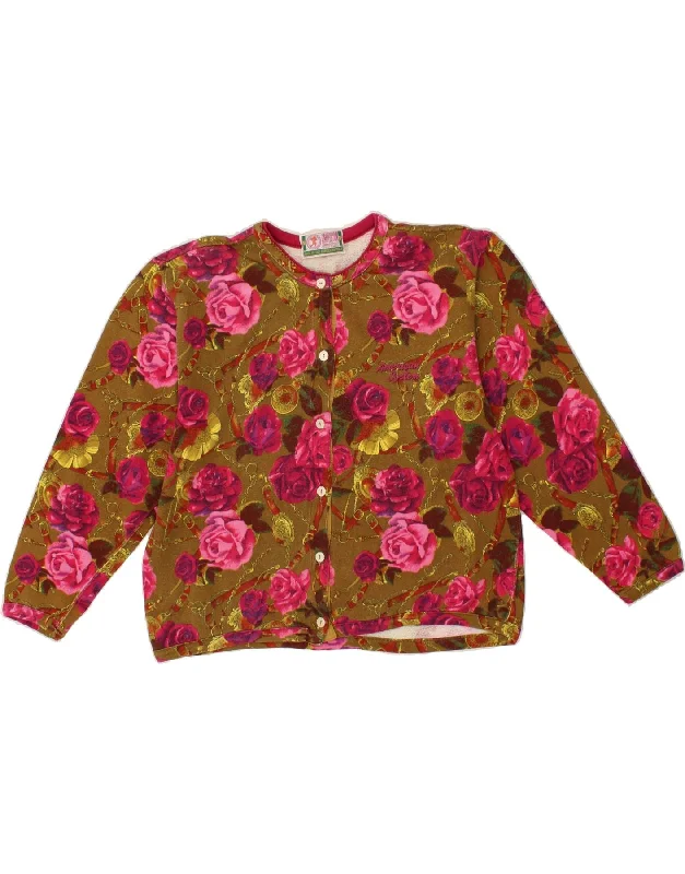 Early Bird Discount VINTAGE Womens Cardigan Sweater UK 14 Medium Khaki Floral