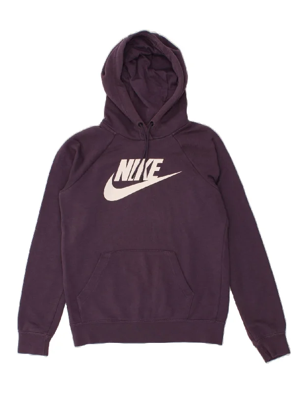 Inventory Reduction NIKE Womens Oversized Graphic Hoodie Jumper UK 6 XS Purple Cotton