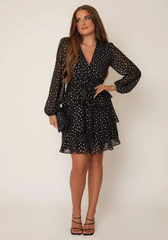 Today's Special Girl in Mind Kimberly Dotty Mini Dress, Black & Silver