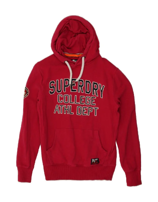 Seasonal Sale SUPERDRY Womens Graphic Hoodie Jumper UK 14 Medium Pink Cotton