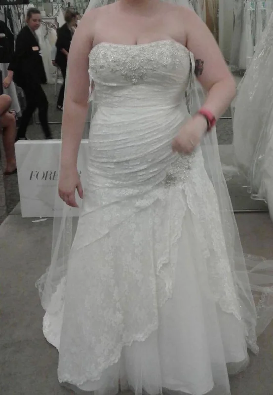 Unbeatable Prices David's Bridal Strapless Lace A-Line Gown with Side Split