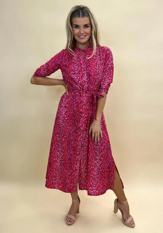 Limited Time Offer Kate & Pippa Capri Animal Print Midi Dress, Pink Multi