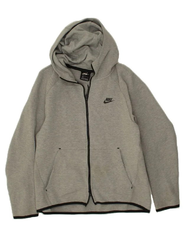 Deep Discounts NIKE Womens Zip Hoodie Sweater UK 16 Large Grey Cotton
