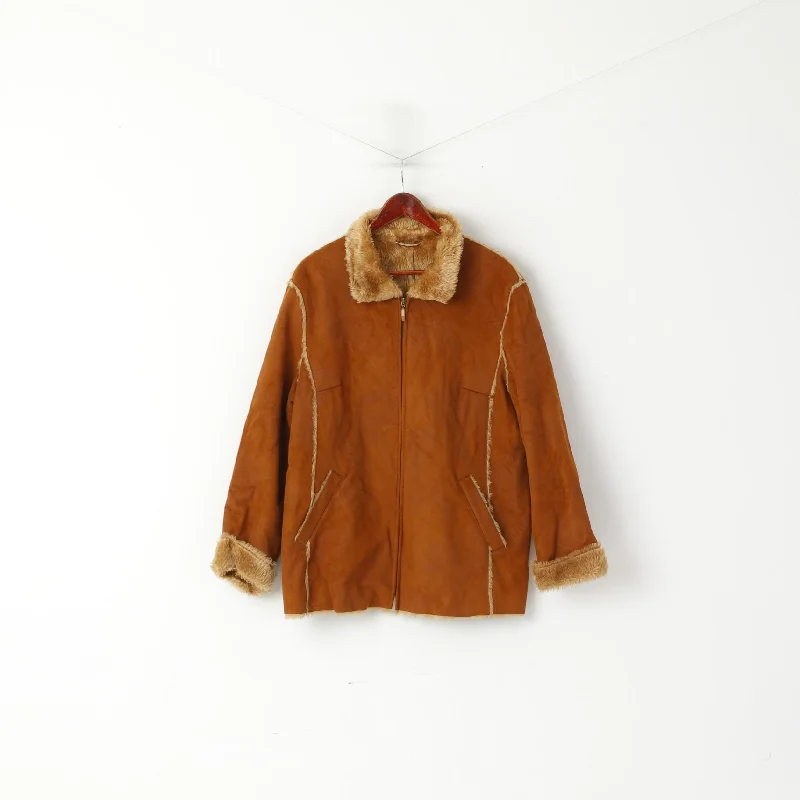 Markdown Madness Gelco Women 18 XL Jacket Imitation Suede Camel Stamping Full Zipper Boho Top