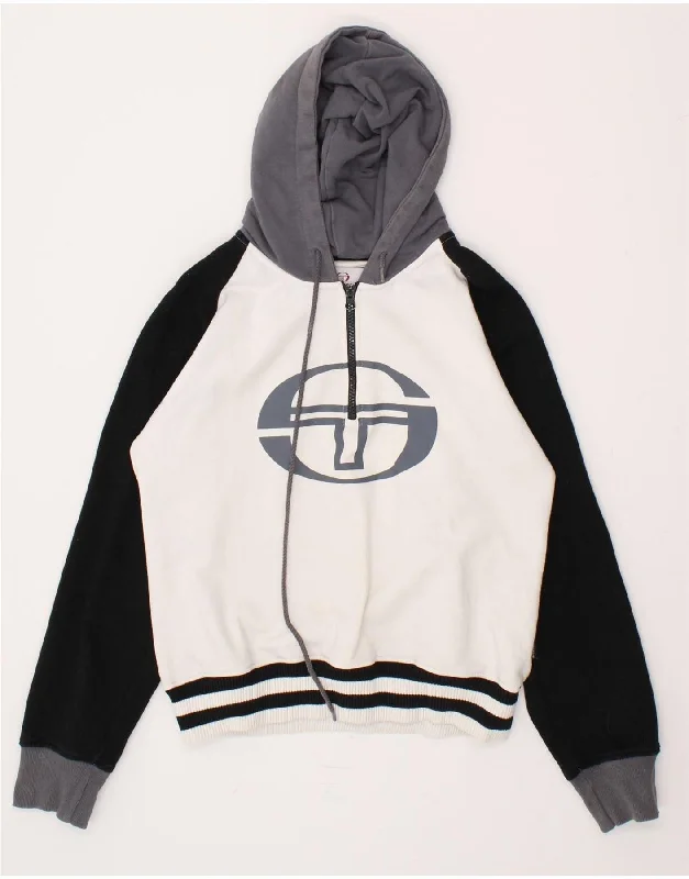 Super Sale SERGIO TACCHINI Womens Zip Neck Hoodie Jumper UK 14 Large Multicoloured