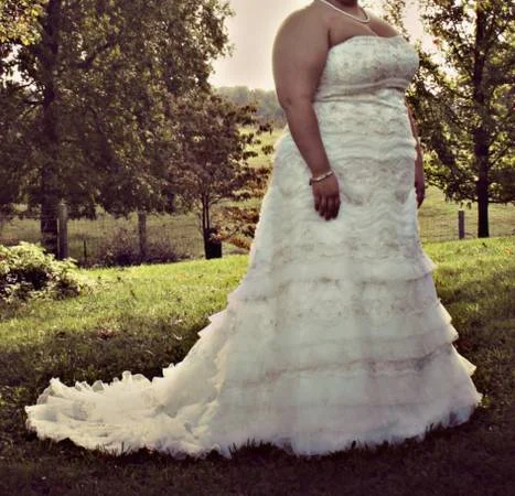 Buy More, Save More David's Bridal strapless lace and tulle gown 4XL8CWG352