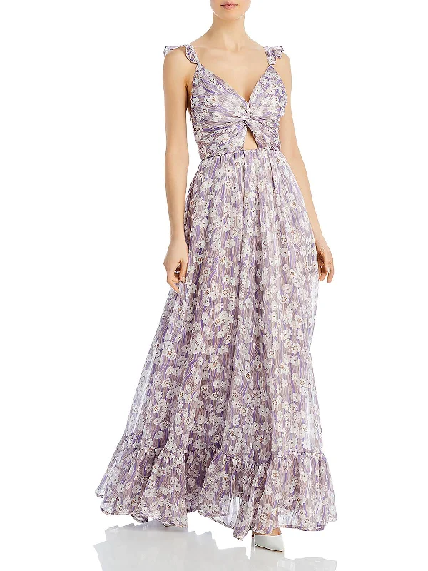 Lowest Price Silvia Womens Ruffled Twist Front Evening Dress