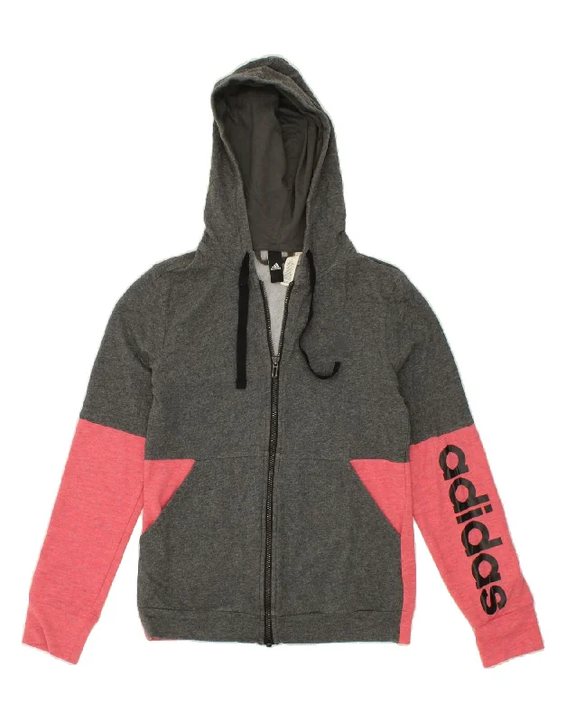 Instant Discount ADIDAS Womens Graphic Zip Hoodie Sweater UK 10 Small Grey Colourblock Instant Discount ADIDAS Womens Graphic Zip Hoodie Sweater UK 10 Small Grey Colourblock