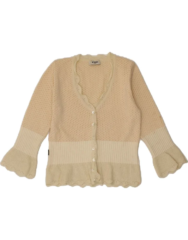 Fantastic Offers MOSCHINO Womens Cardigan Sweater UK 12 medium Beige Colourblock Wool