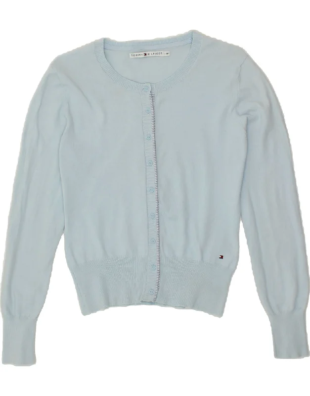 Overstock Sale TOMMY HILFIGER Womens Crop Cardigan Sweater UK 12 Medium Blue Cotton