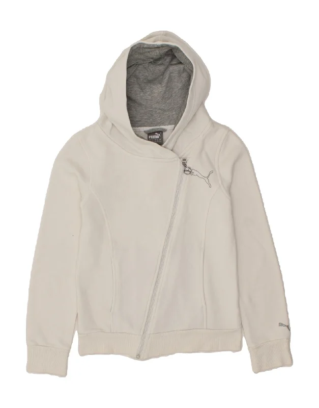 Bargain Bin PUMA Womens Zip Hoodie Sweater UK 8 Small White