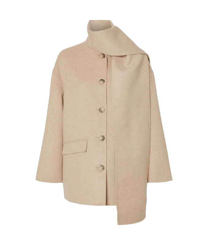 New Deals Built in Scarf Jacket - Beige