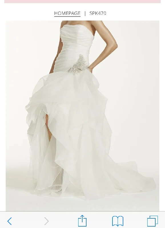 Now or Never David's Bridal SPK470 Organza and Tuelle High-Low