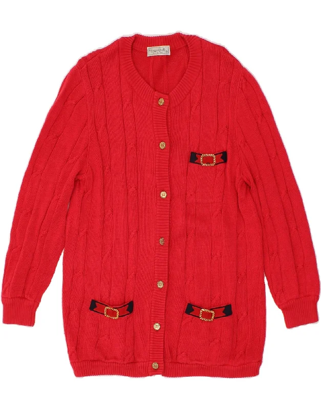 GIORGIO GRATI Womens Cardigan Sweater IT 42 Medium Red Cotton