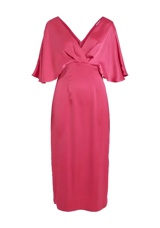 Lowest Price Vila Moma Satin Maxi Dress, Pink Yarrow