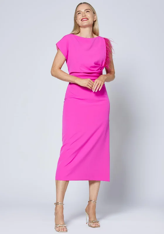 Deal of the Week Caroline Kilkenny Trish Feather Shoulder Maxi Dress, Lipstick Pink