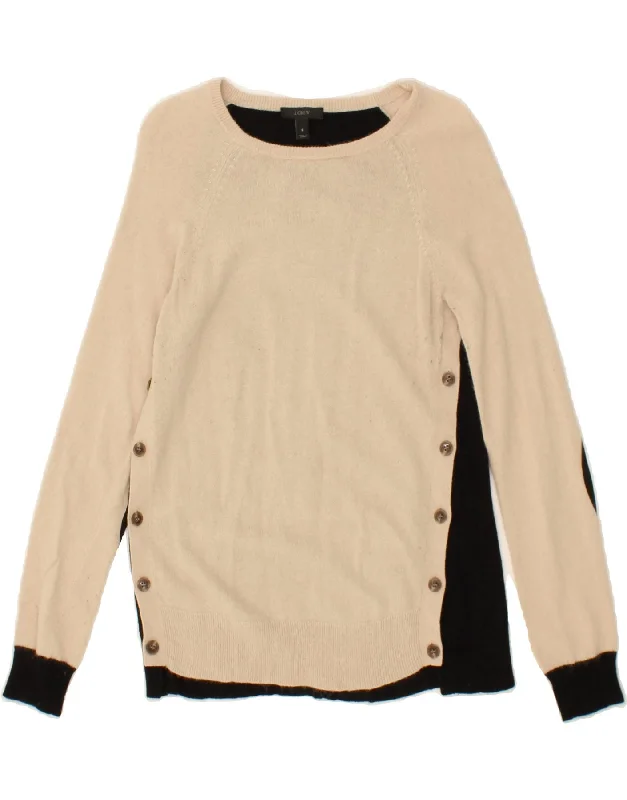 J. CREW Womens Boat Neck Jumper Sweater UK 10 Small Beige Colourblock