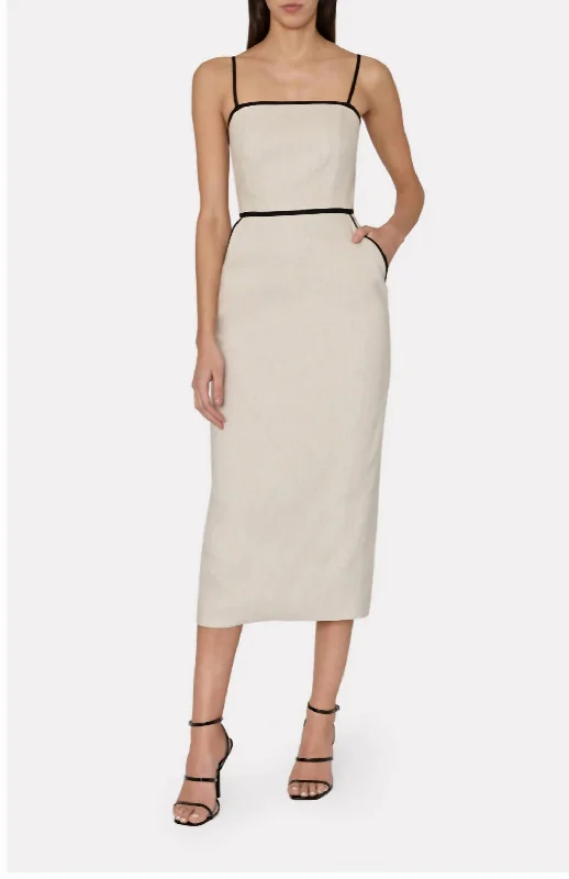 Extra Discounts Amara Linen Contrast Midi Dress In Natural