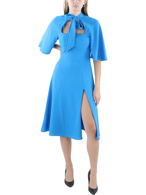 Deep Discounts Womens Midi Flutter Sleeve Fit & Flare Dress
