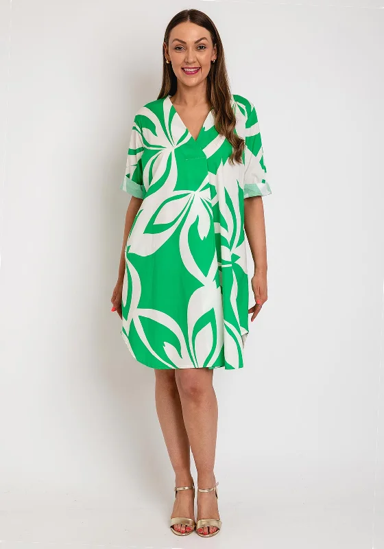 The Serafina Collection One Size Print Tunic Dress, Green