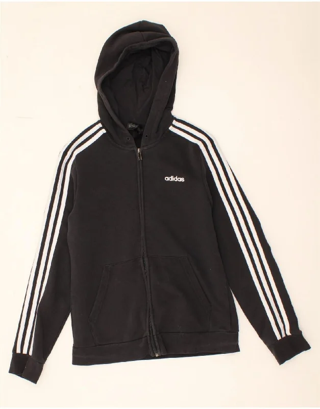 Deep Discounts ADIDAS Womens Zip Hoodie Sweater UK 12/14 Medium Black Cotton