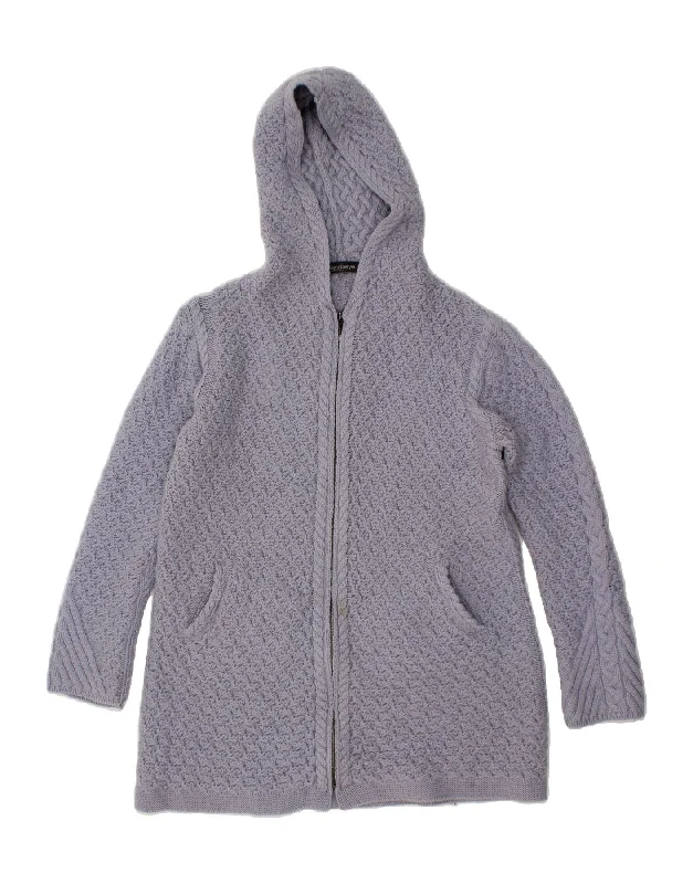 Don't Wait IRELANDS EYE Womens Longline Hooded Cardigan Sweater UK 14 Large Blue