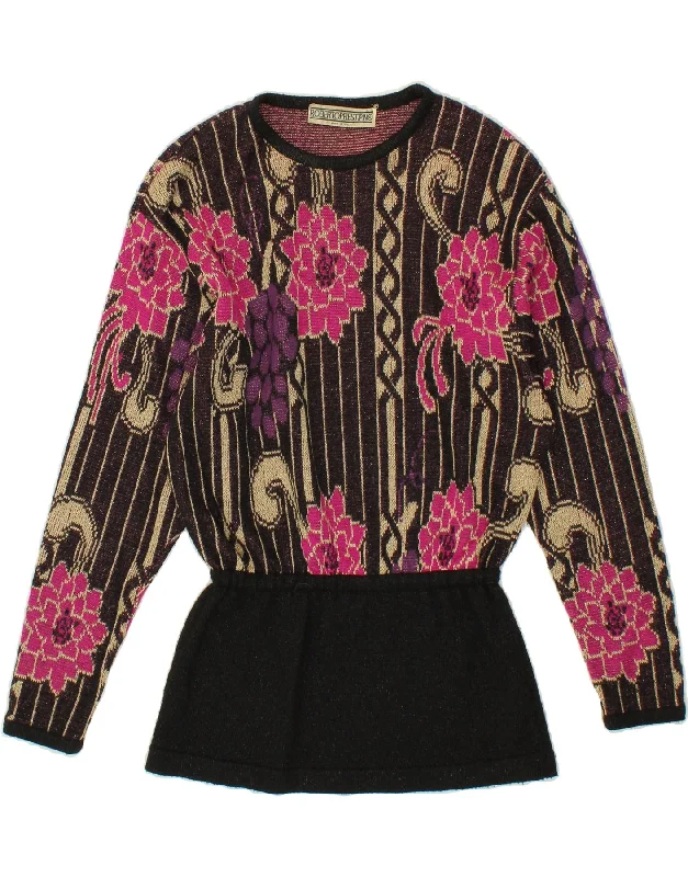 New Arrival VINTAGE Womens Crew Neck Jumper Sweater IT 44 Medium Multicoloured Floral