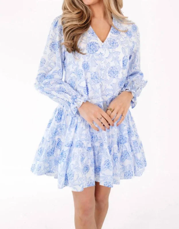 Deep Discounts Palmer Mini Dress In White/blue