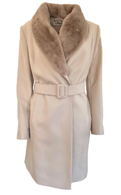 Crazy Deals Faux Fur Collar Wrap Trench Coat