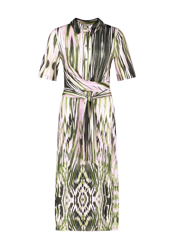 Gerry Weber Wrap Waist Printed Midi Dress, Green Multi