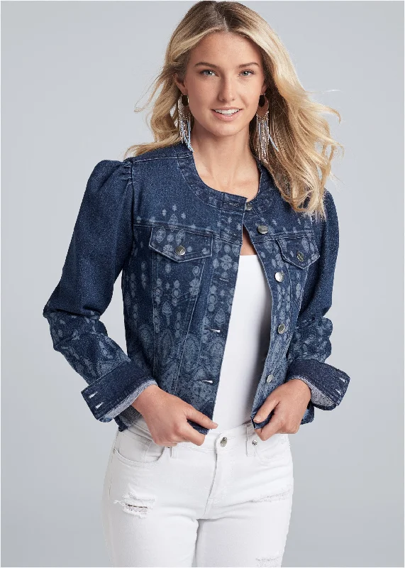 Shop and Save Bandanda Printed Jean Jacket - Blue Multi