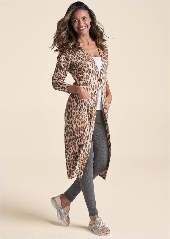 Price Blitz Sand Dune Cheetah Duster - Brown Multi