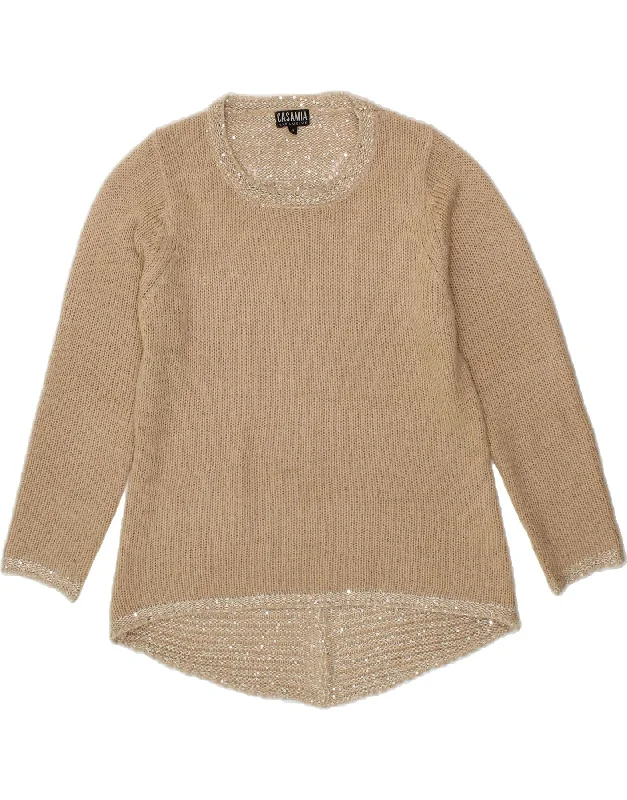 Best Deals VINTAGE Womens Boat Neck Jumper Sweater UK 14 Medium Beige Acrylic
