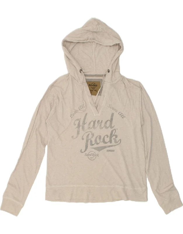 Amazing Deals HARD ROCK CAFE Womens Florence Graphic Hoodie Jumper UK 16 Large White