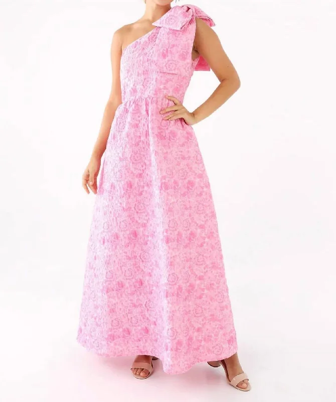 Caroline Gown In Pink Bubble Jacquard